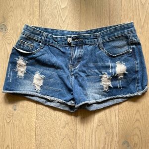 distressed denim shorts